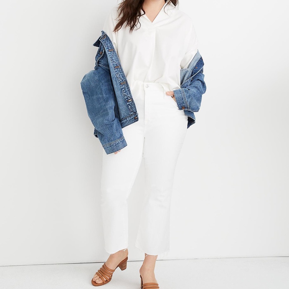 NWT Madewell White Cali Demi-Boot Raw Hem Jeans